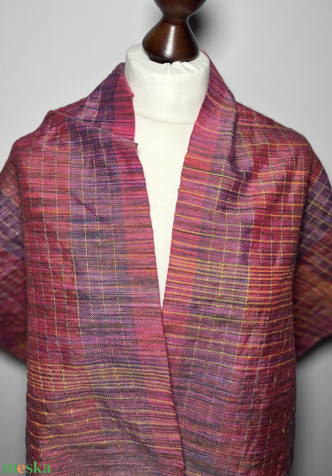 Kézzel szőtt Pink Selyem és Merinó Kendő - ruha & divat - sál, sapka, kendő - kendő - Meska.hu