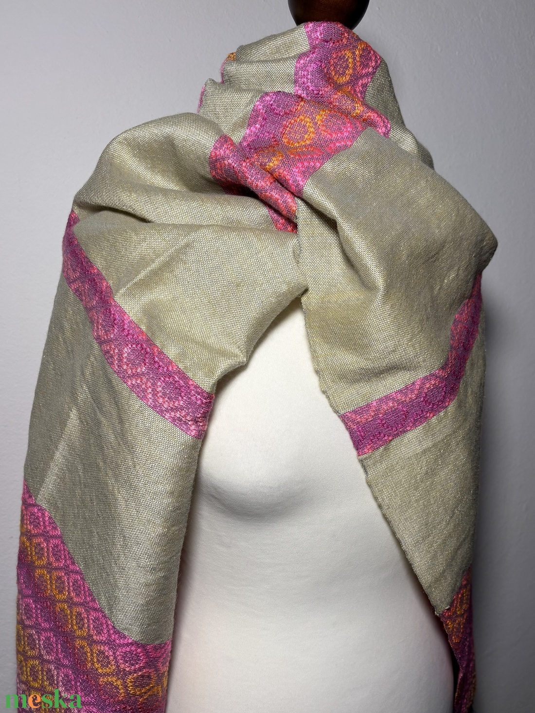 Kézzel szőtt Sárga Pink színátmenetes Selyem Kendő - ruha & divat - sál, sapka, kendő - kendő - Meska.hu