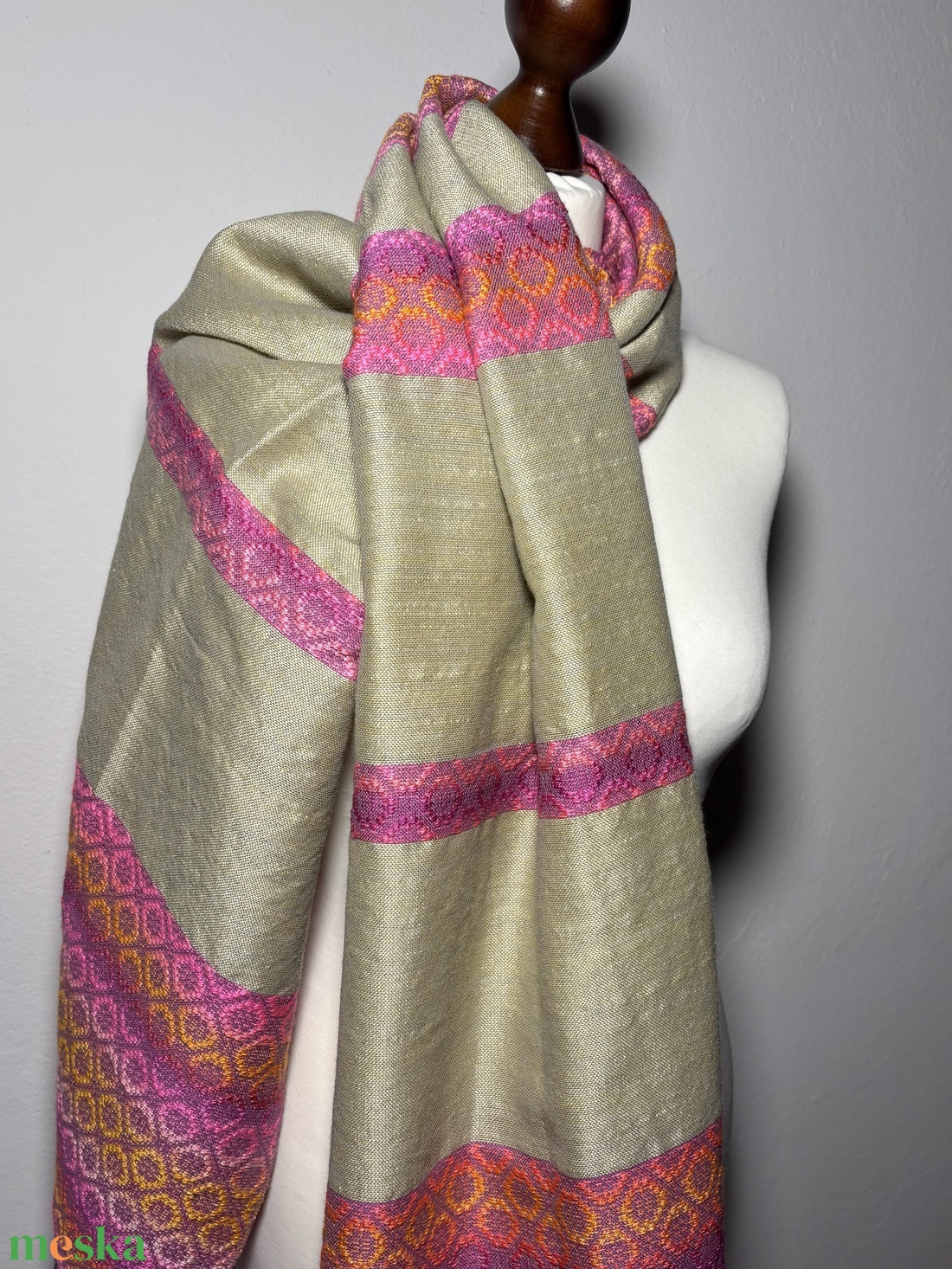 Kézzel szőtt Sárga Pink színátmenetes Selyem Kendő - ruha & divat - sál, sapka, kendő - kendő - Meska.hu