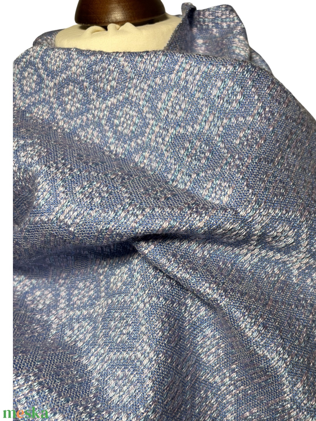 Kézzel szőtt elegáns Lilás Kék Selyem Kendő - ruha & divat - sál, sapka, kendő - kendő - Meska.hu