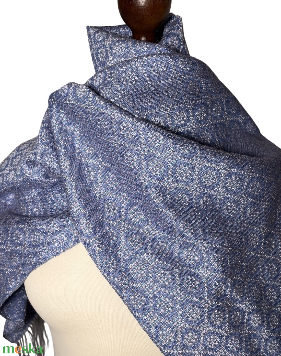 Kézzel szőtt elegáns Lilás Kék Selyem Kendő - ruha & divat - sál, sapka, kendő - kendő - Meska.hu