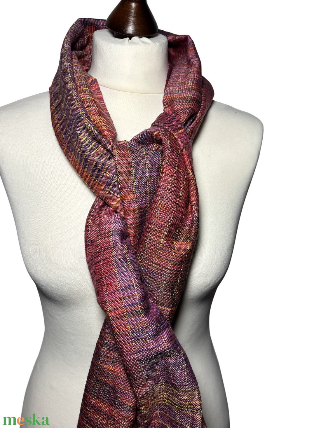 Kézzel szőtt Pink Selyem és Merinó Kendő - ruha & divat - sál, sapka, kendő - kendő - Meska.hu