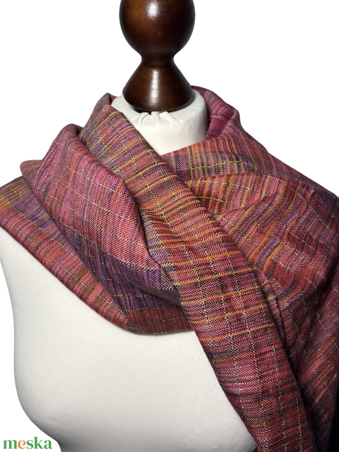 Kézzel szőtt Pink Selyem és Merinó Kendő - ruha & divat - sál, sapka, kendő - kendő - Meska.hu