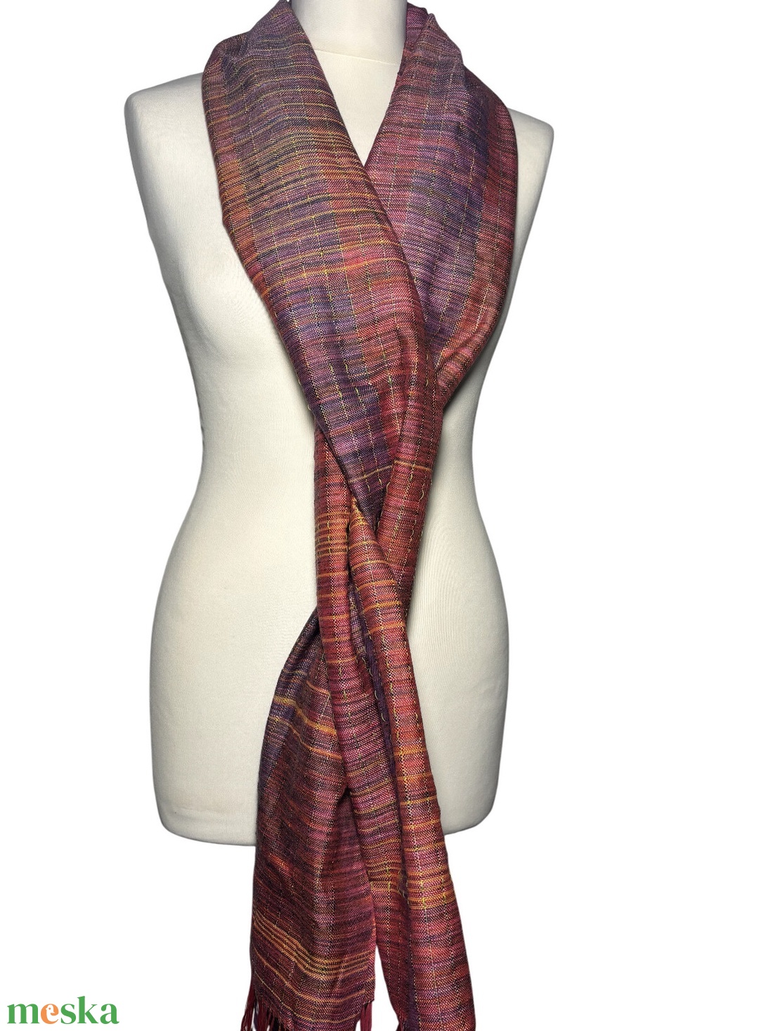 Kézzel szőtt Pink Selyem és Merinó Kendő - ruha & divat - sál, sapka, kendő - kendő - Meska.hu