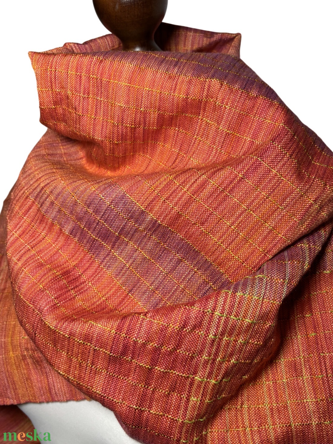 Kézzel szőtt Terrakotta Merino - Selyem Kendő - ruha & divat - sál, sapka, kendő - kendő - Meska.hu