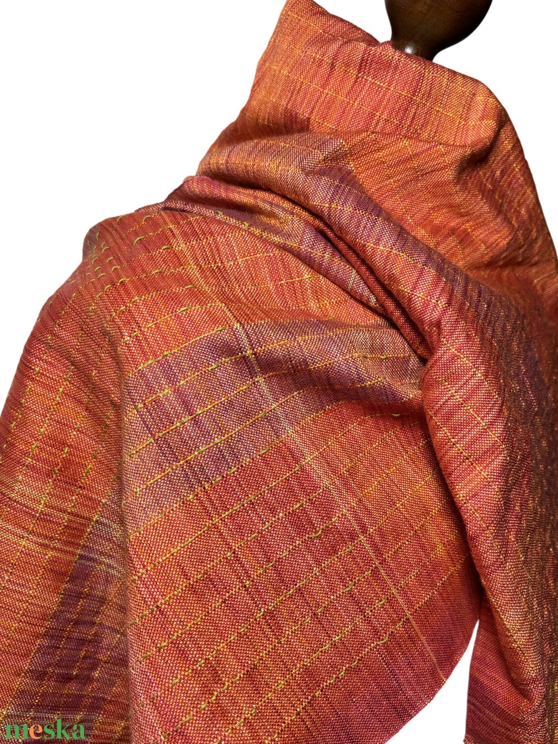 Kézzel szőtt Terrakotta Merino - Selyem Kendő - ruha & divat - sál, sapka, kendő - kendő - Meska.hu