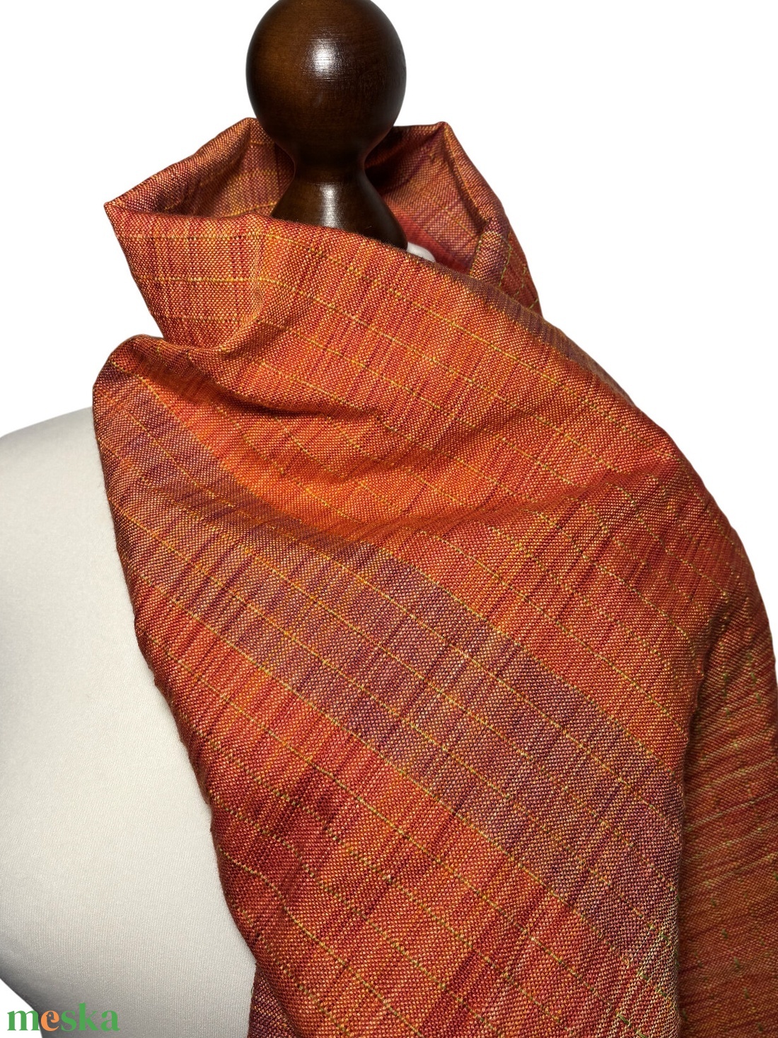 Kézzel szőtt Terrakotta Merino - Selyem Kendő - ruha & divat - sál, sapka, kendő - kendő - Meska.hu