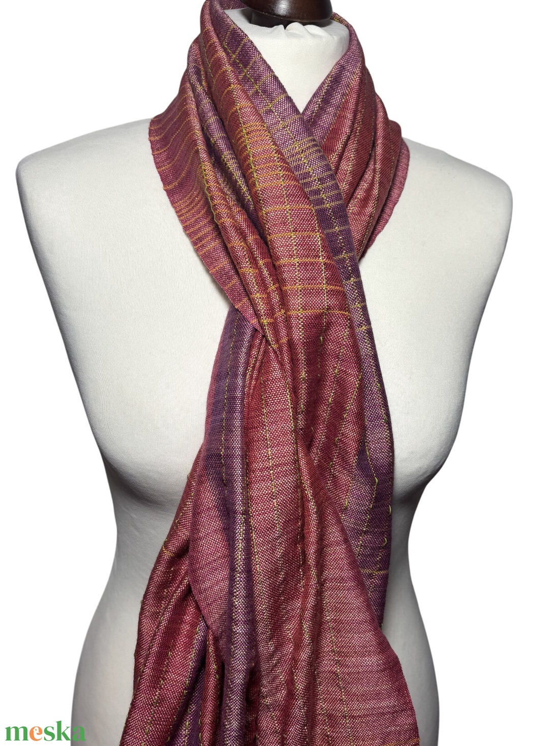 Kézzel szőtt Rózsaszín - Mályva Selyem Kendő - ruha & divat - sál, sapka, kendő - kendő - Meska.hu