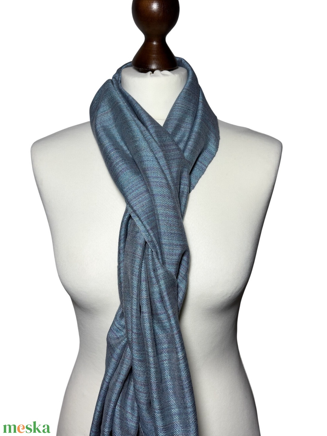 Kézzel szőtt elegáns Kék Selyem Kendő - ruha & divat - sál, sapka, kendő - kendő - Meska.hu