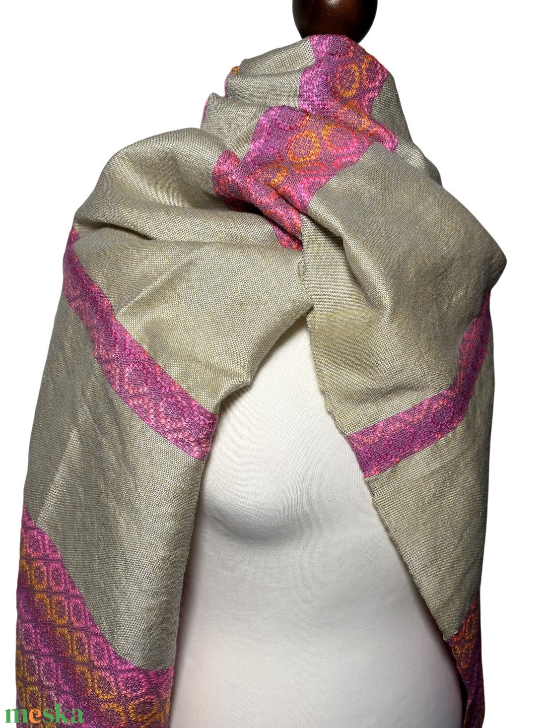 Kézzel szőtt Sárga Pink színátmenetes Selyem Kendő - ruha & divat - sál, sapka, kendő - kendő - Meska.hu