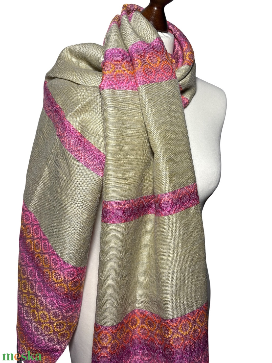 Kézzel szőtt Sárga Pink színátmenetes Selyem Kendő - ruha & divat - sál, sapka, kendő - kendő - Meska.hu