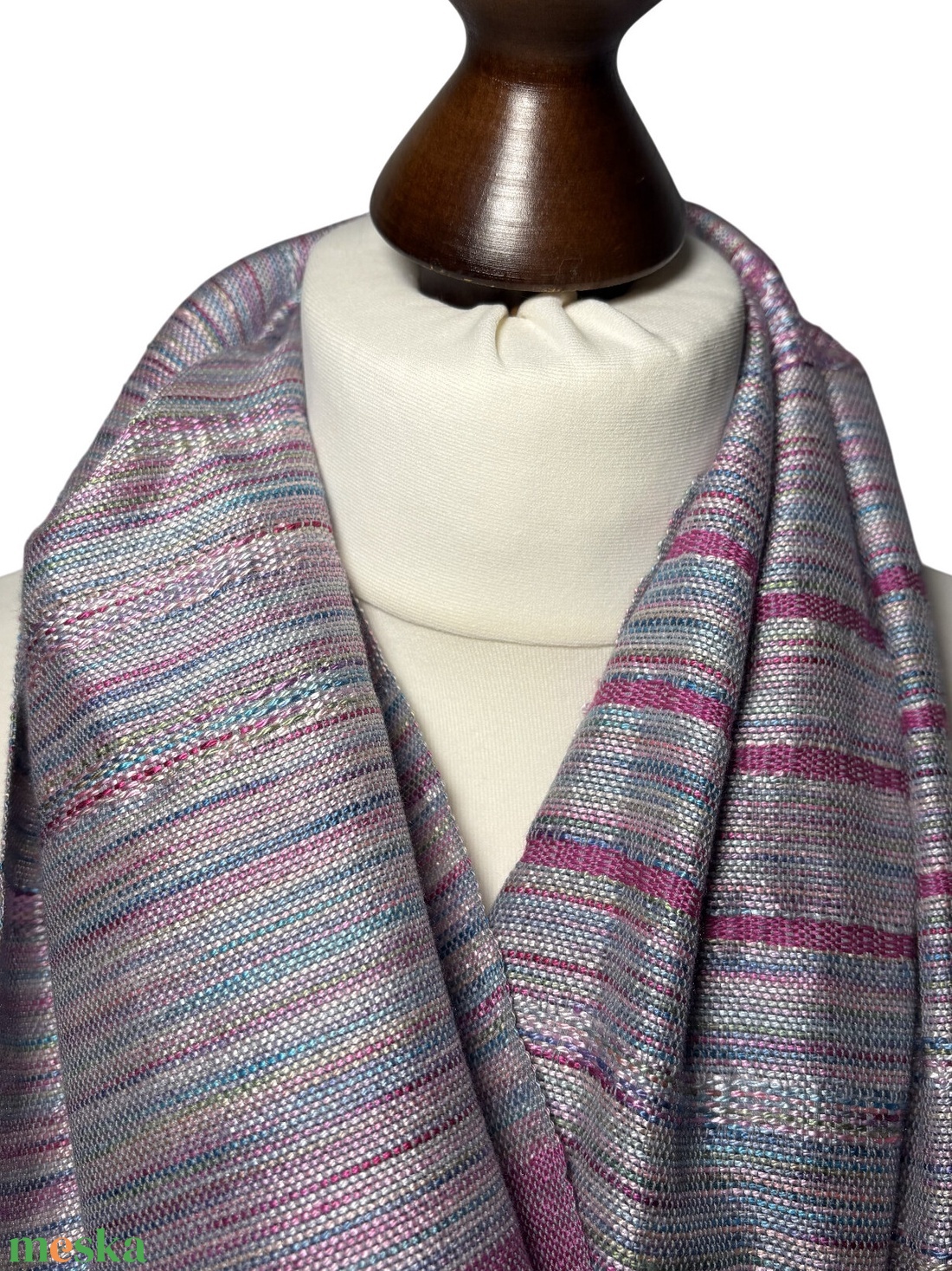 Kézzel Szőtt Rózsaszín - Zöld átmenetes Merinó Gyapjú és Selyem Kendő - ruha & divat - sál, sapka, kendő - kendő - Meska.hu