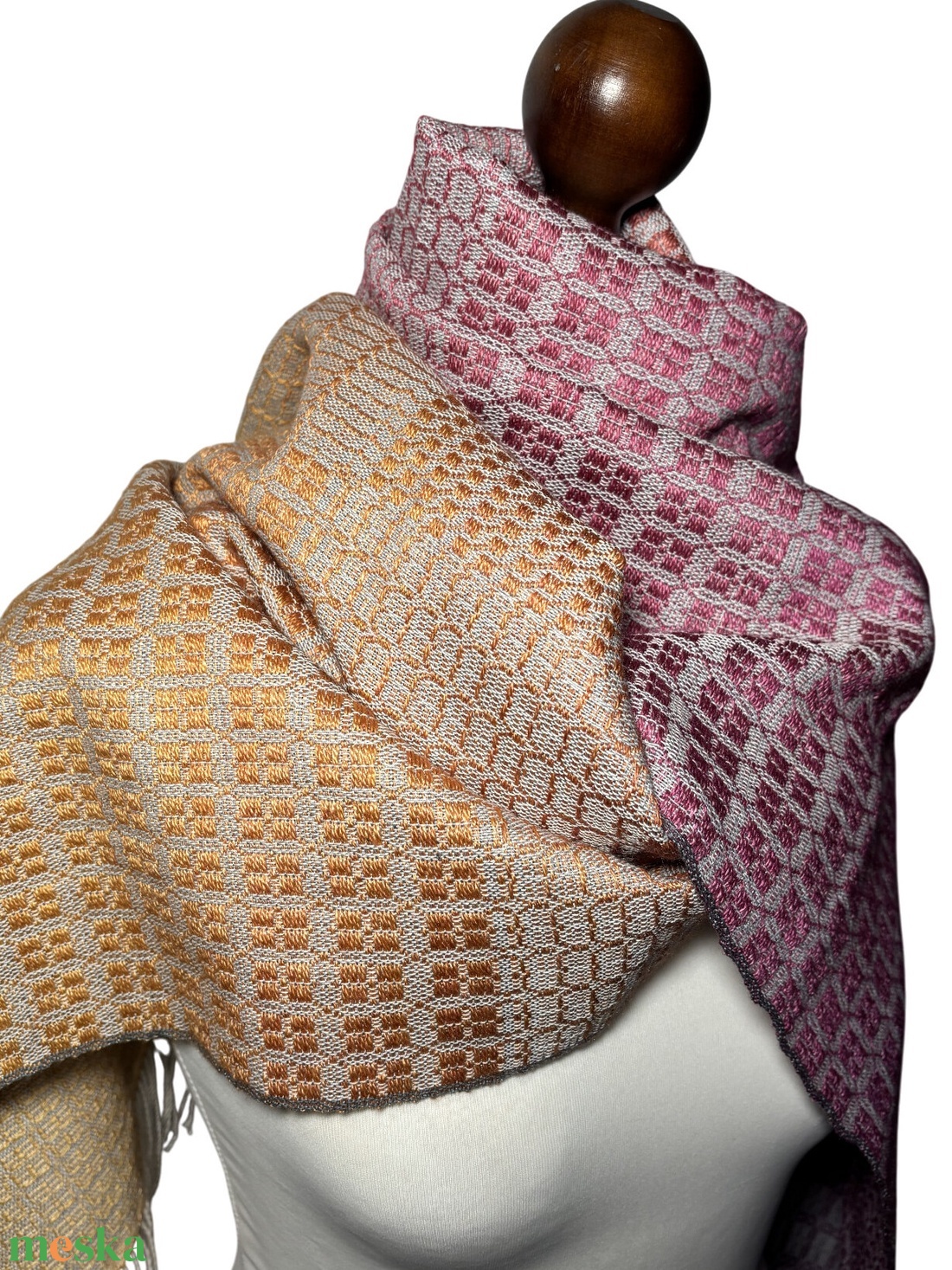 Kézzel Szőtt Lila Sárga átmenetes Merinó Gyapjú és Selyem Kendő - ruha & divat - sál, sapka, kendő - kendő - Meska.hu