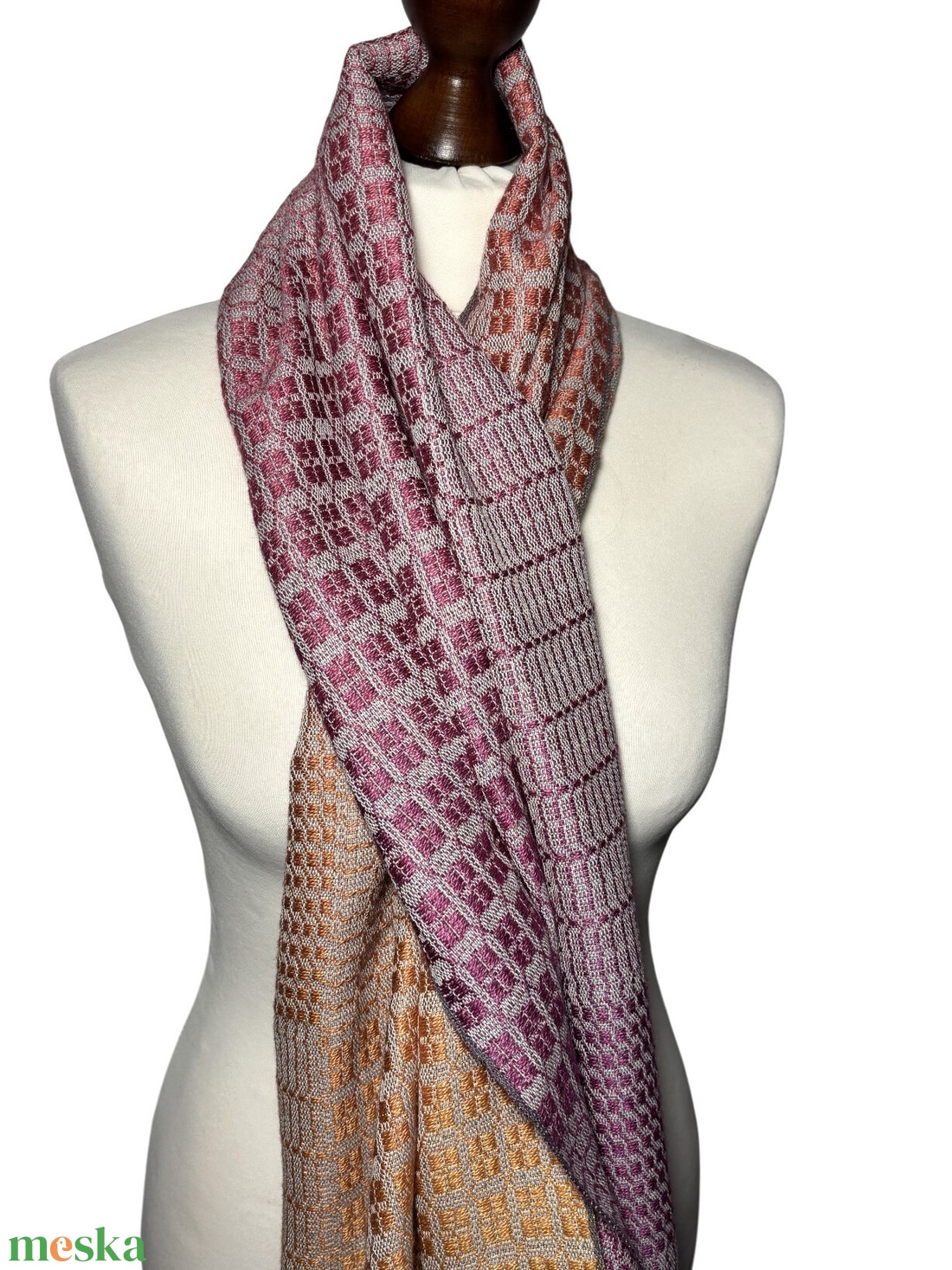 Kézzel Szőtt Lila Sárga átmenetes Merinó Gyapjú és Selyem Kendő - ruha & divat - sál, sapka, kendő - kendő - Meska.hu
