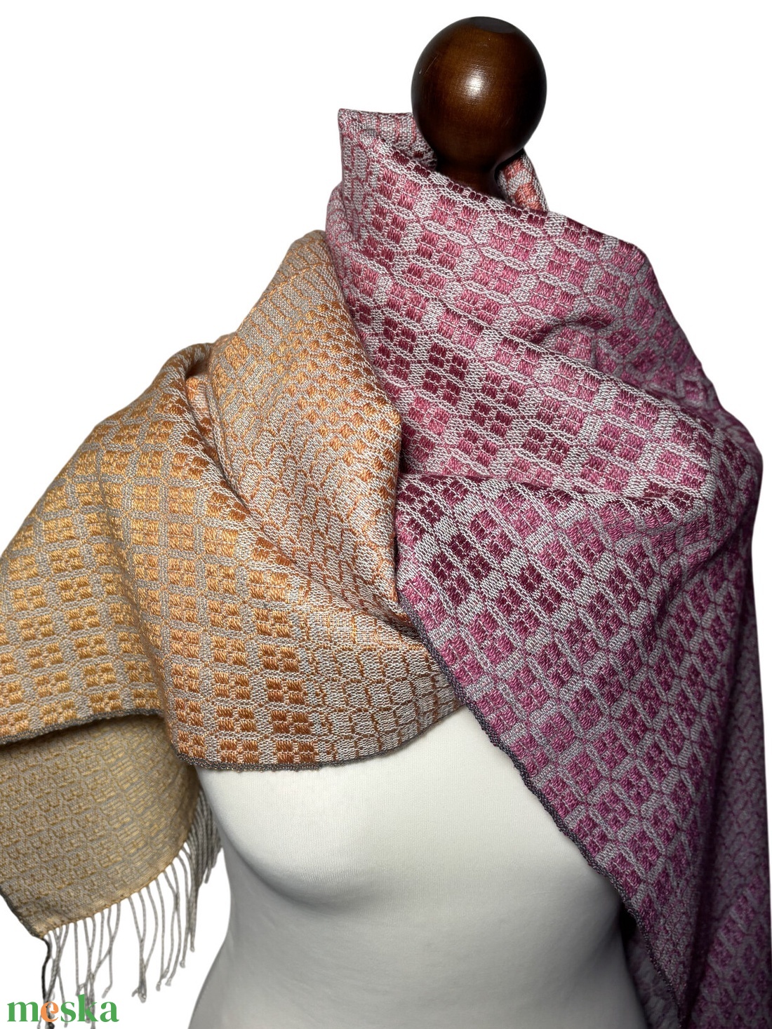 Kézzel Szőtt Lila Sárga átmenetes Merinó Gyapjú és Selyem Kendő - ruha & divat - sál, sapka, kendő - kendő - Meska.hu