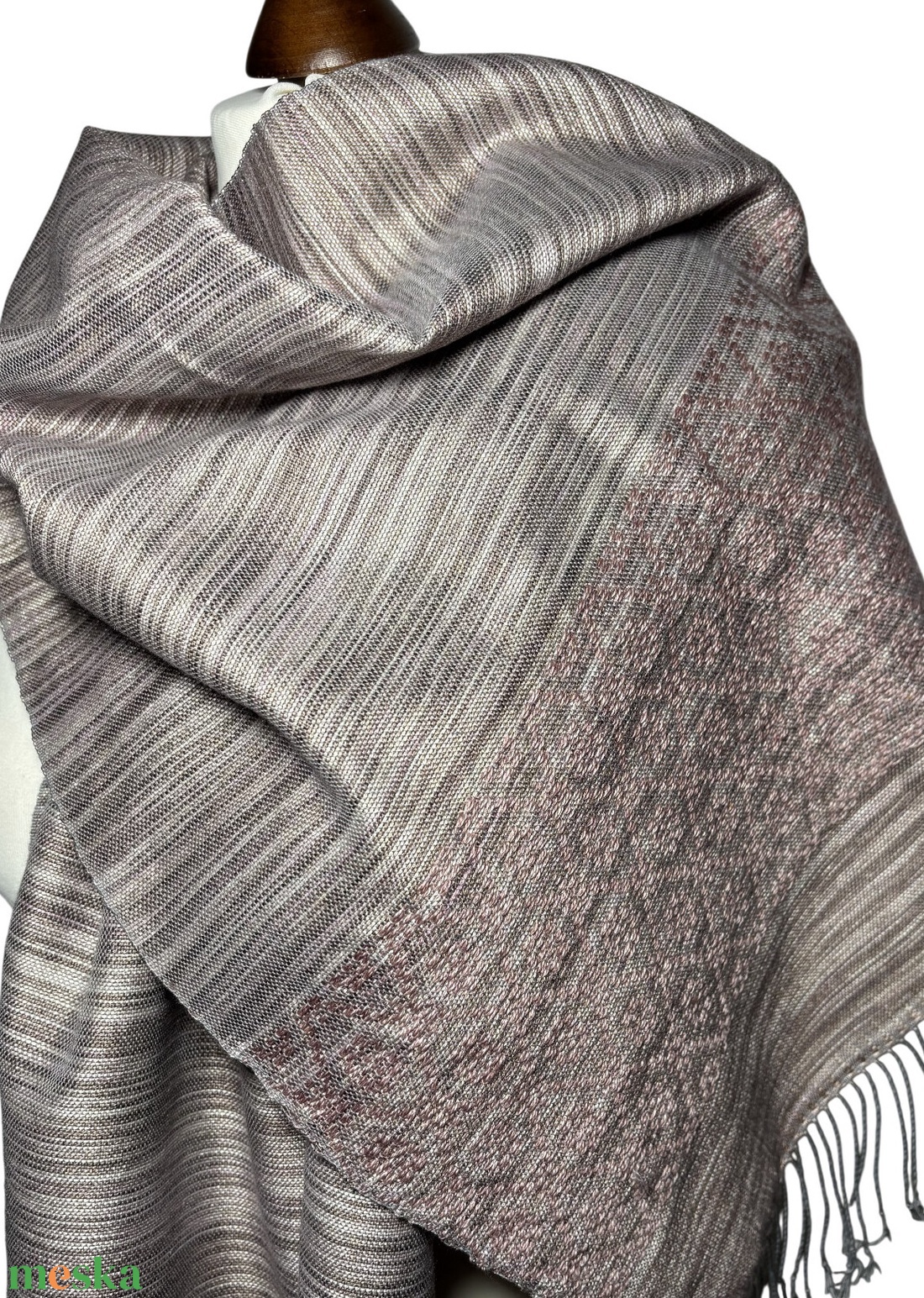 Kézzel szőtt elegáns Lila - Rózsaszín Selyem Kendő - ruha & divat - sál, sapka, kendő - kendő - Meska.hu