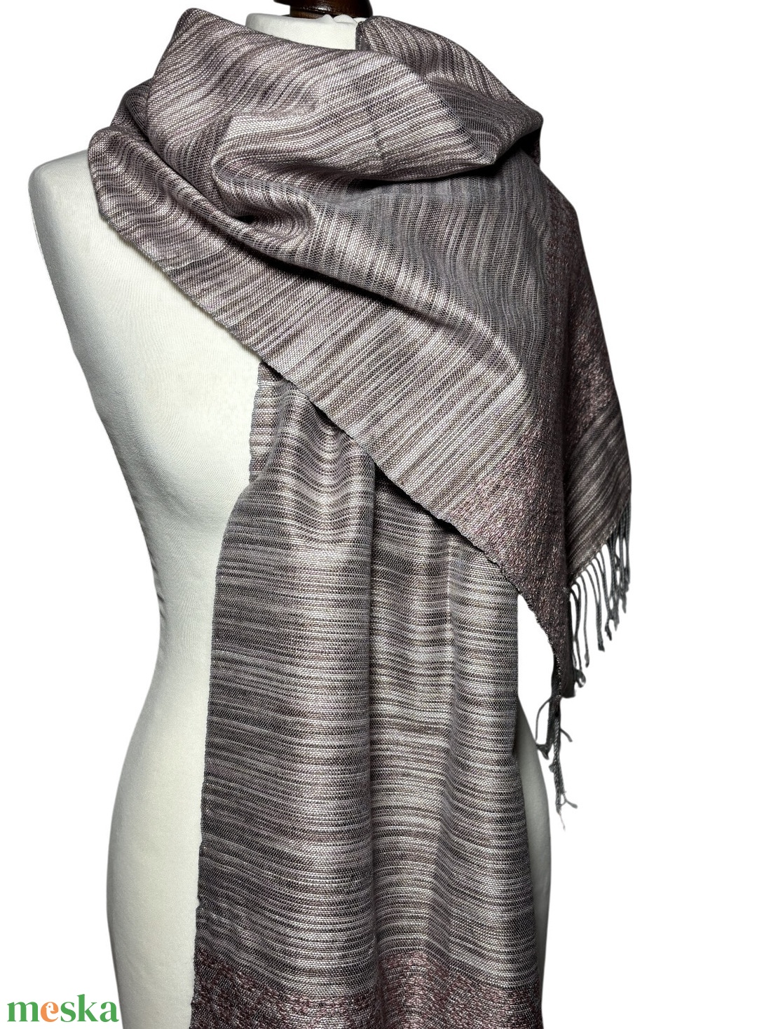 Kézzel szőtt elegáns Lila - Rózsaszín Selyem Kendő - ruha & divat - sál, sapka, kendő - kendő - Meska.hu