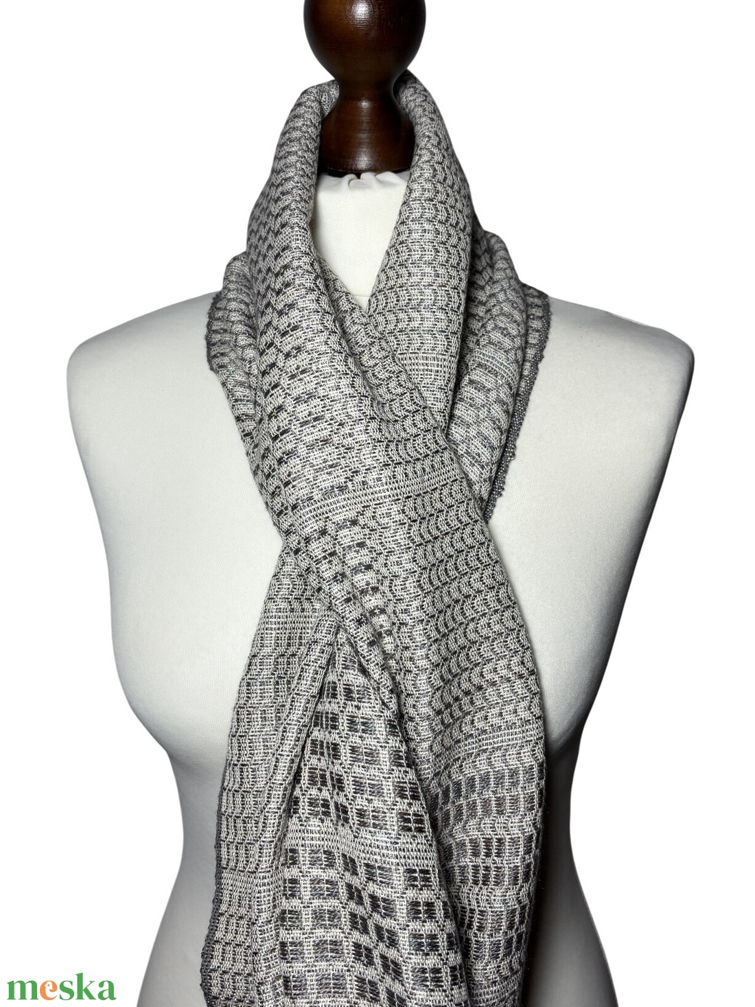 Kézzel szőtt Szürkésbarna Selyem Kendő - ruha & divat - sál, sapka, kendő - kendő - Meska.hu