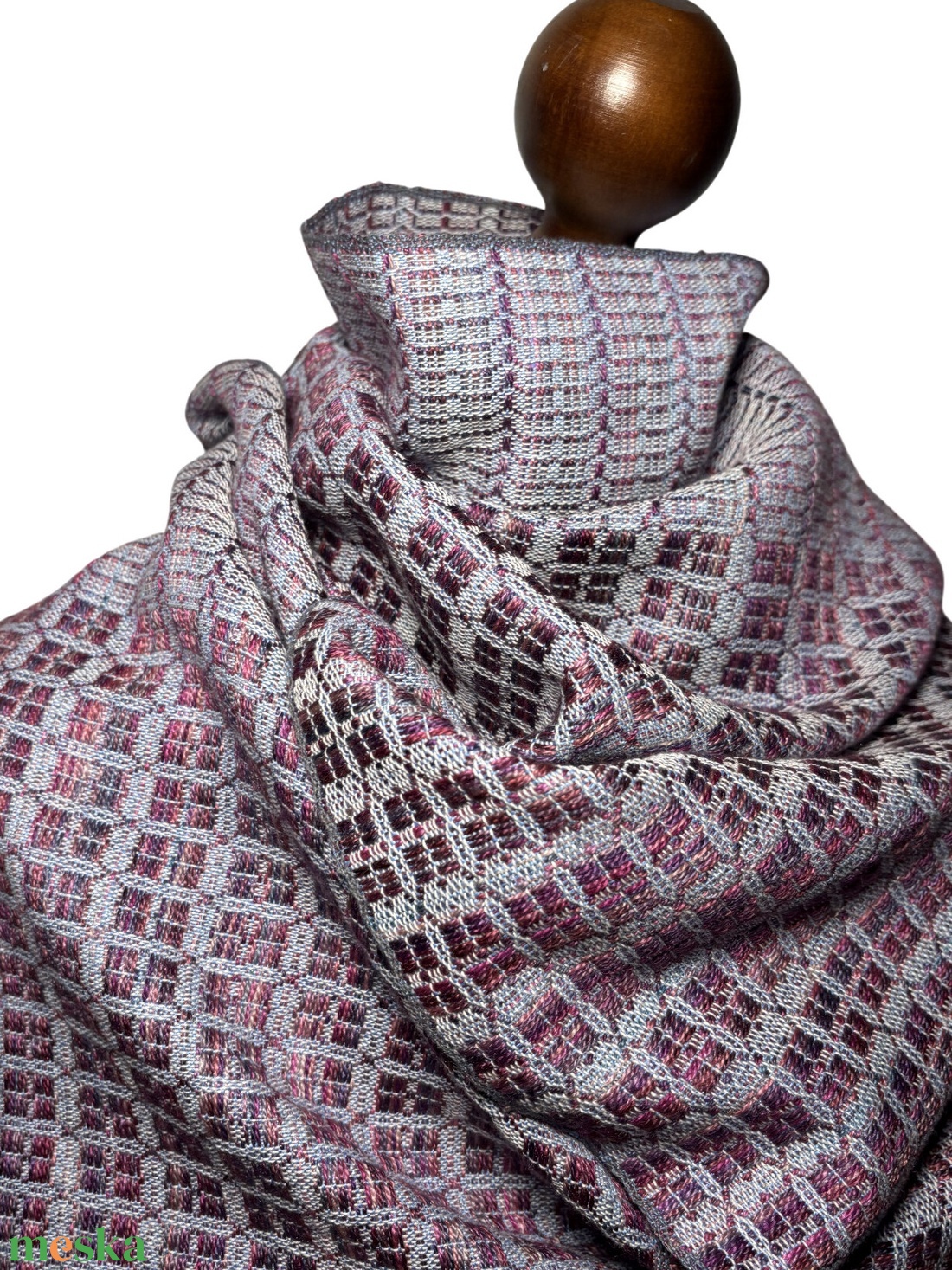 Kézzel Szőtt Lila Merinó Gyapjú és Selyem Kendő, leheletnyi rózsaszínnel - ruha & divat - sál, sapka, kendő - kendő - Meska.hu