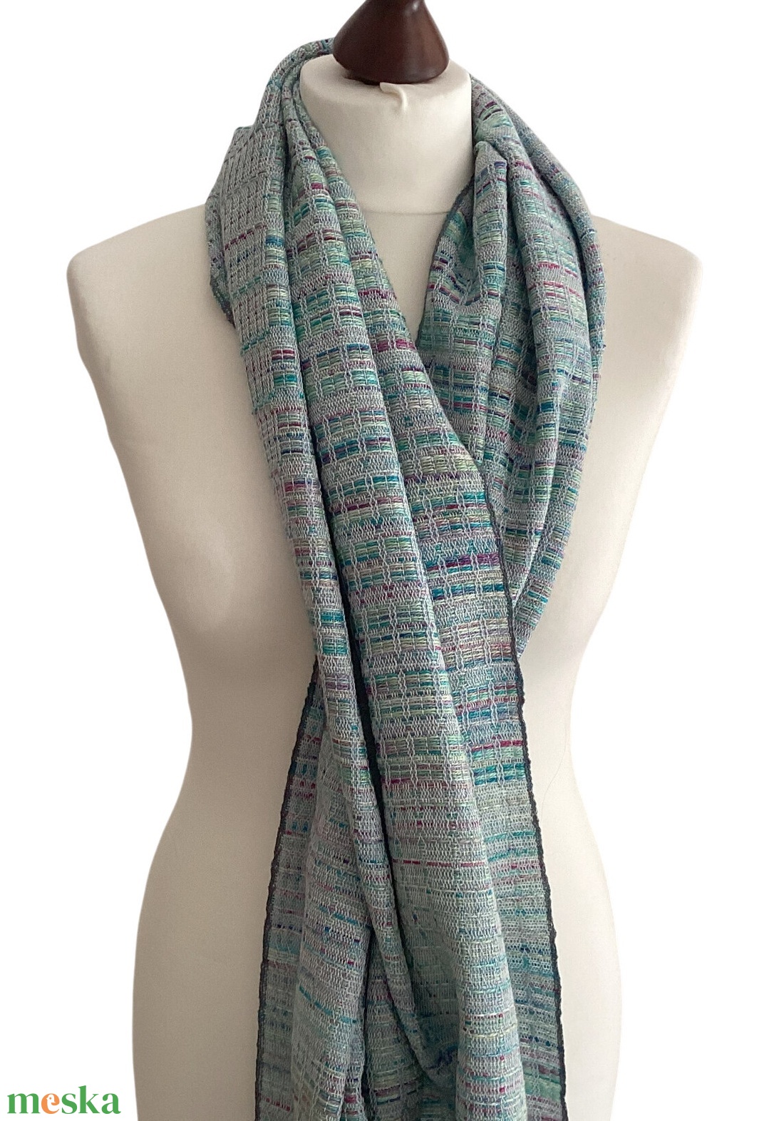 Kézzel szőtt Kék Zöld Pink színátmenetes Selyem Kendő - ruha & divat - sál, sapka, kendő - kendő - Meska.hu