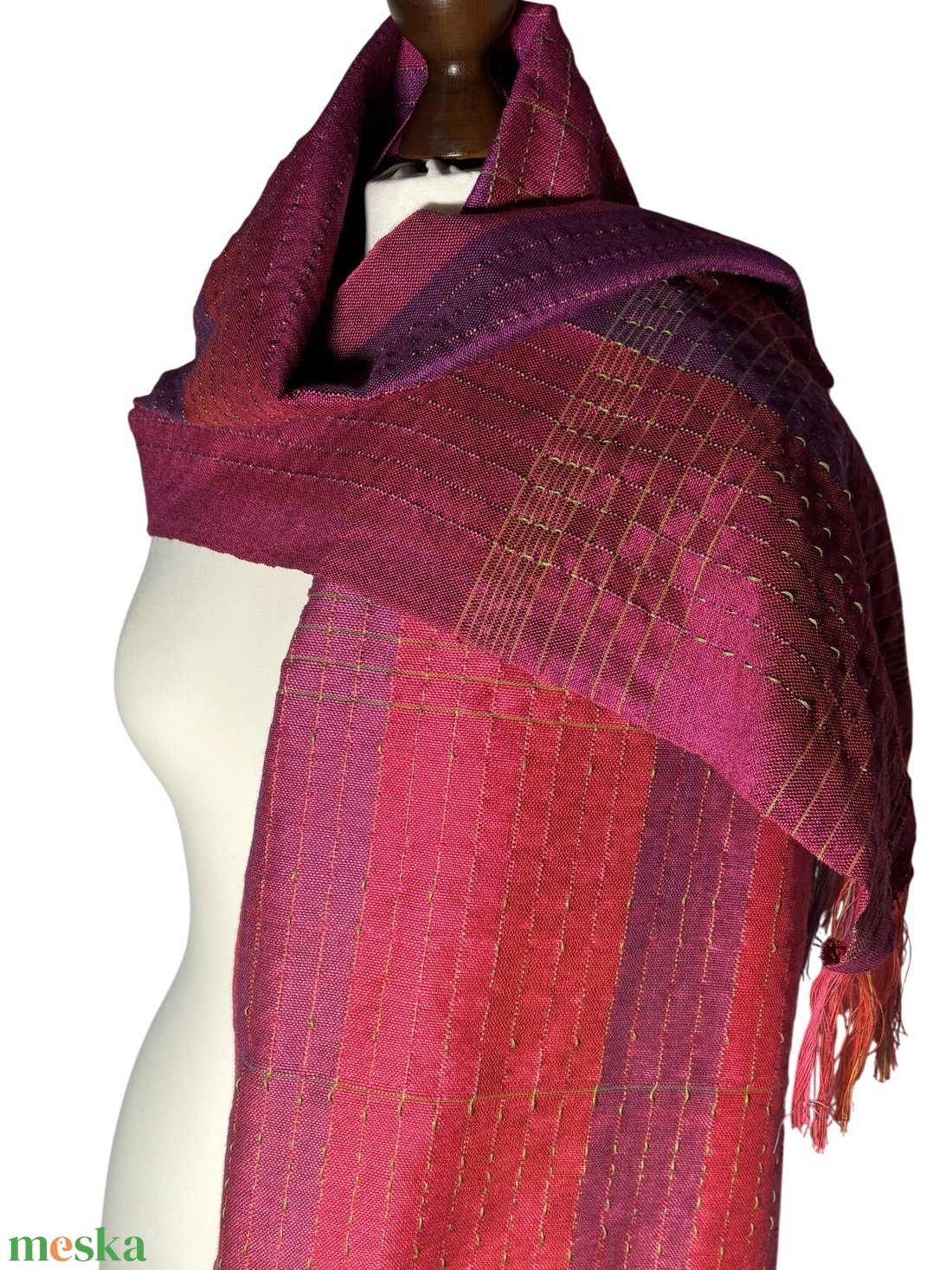 Kézzel szőtt Pink Lila színátmenetes Selyem Kendő - ruha & divat - sál, sapka, kendő - kendő - Meska.hu