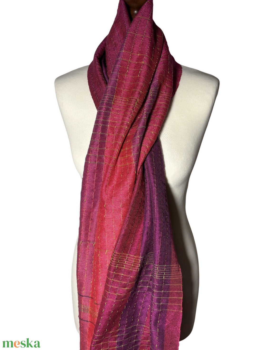 Kézzel szőtt Pink Lila színátmenetes Selyem Kendő - ruha & divat - sál, sapka, kendő - kendő - Meska.hu