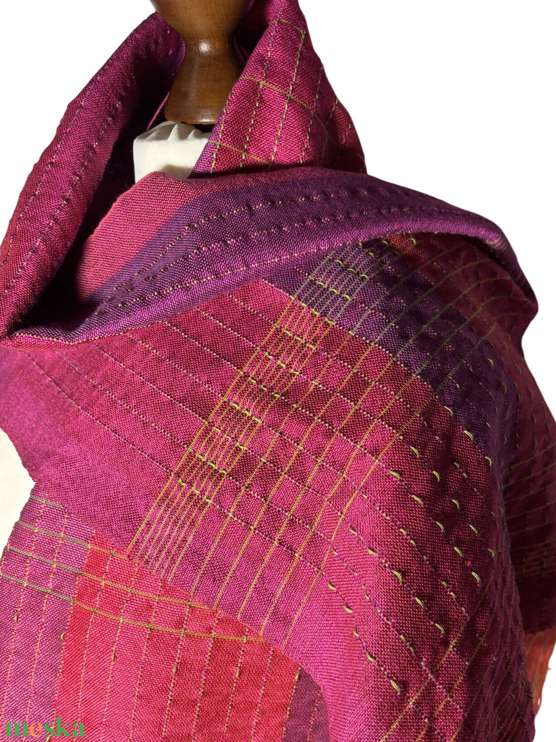 Kézzel szőtt Pink Lila színátmenetes Selyem Kendő - ruha & divat - sál, sapka, kendő - kendő - Meska.hu