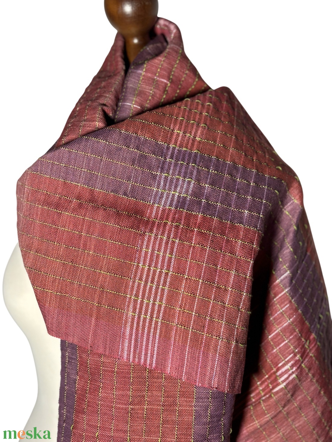 Kézzel szőtt Bordó-Selyem Kendő - ruha & divat - sál, sapka, kendő - kendő - Meska.hu