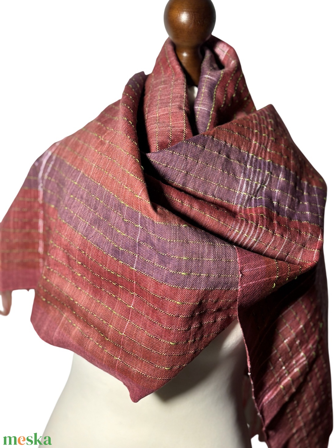 Kézzel szőtt Bordó-Selyem Kendő - ruha & divat - sál, sapka, kendő - kendő - Meska.hu