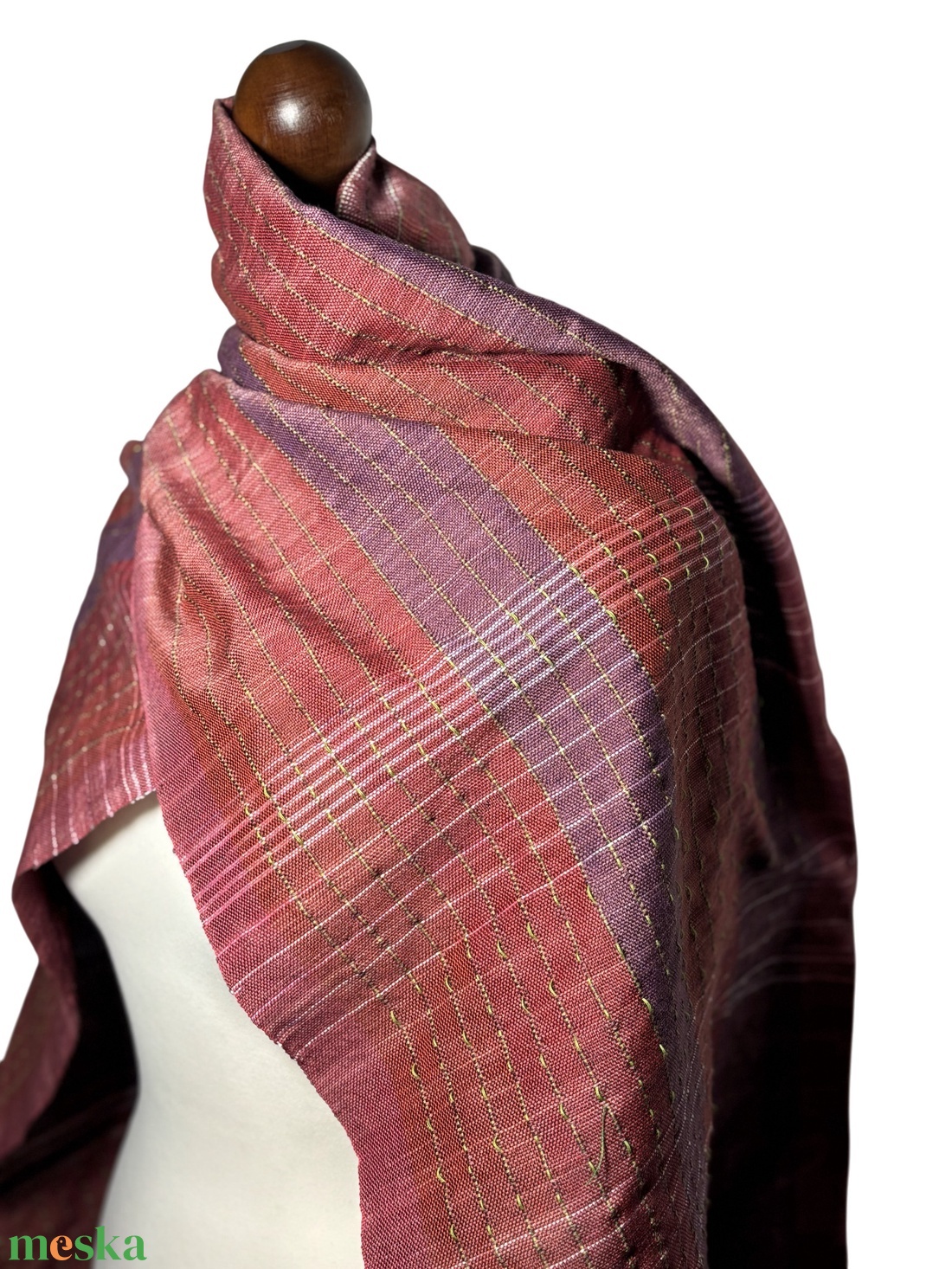 Kézzel szőtt Bordó-Selyem Kendő - ruha & divat - sál, sapka, kendő - kendő - Meska.hu