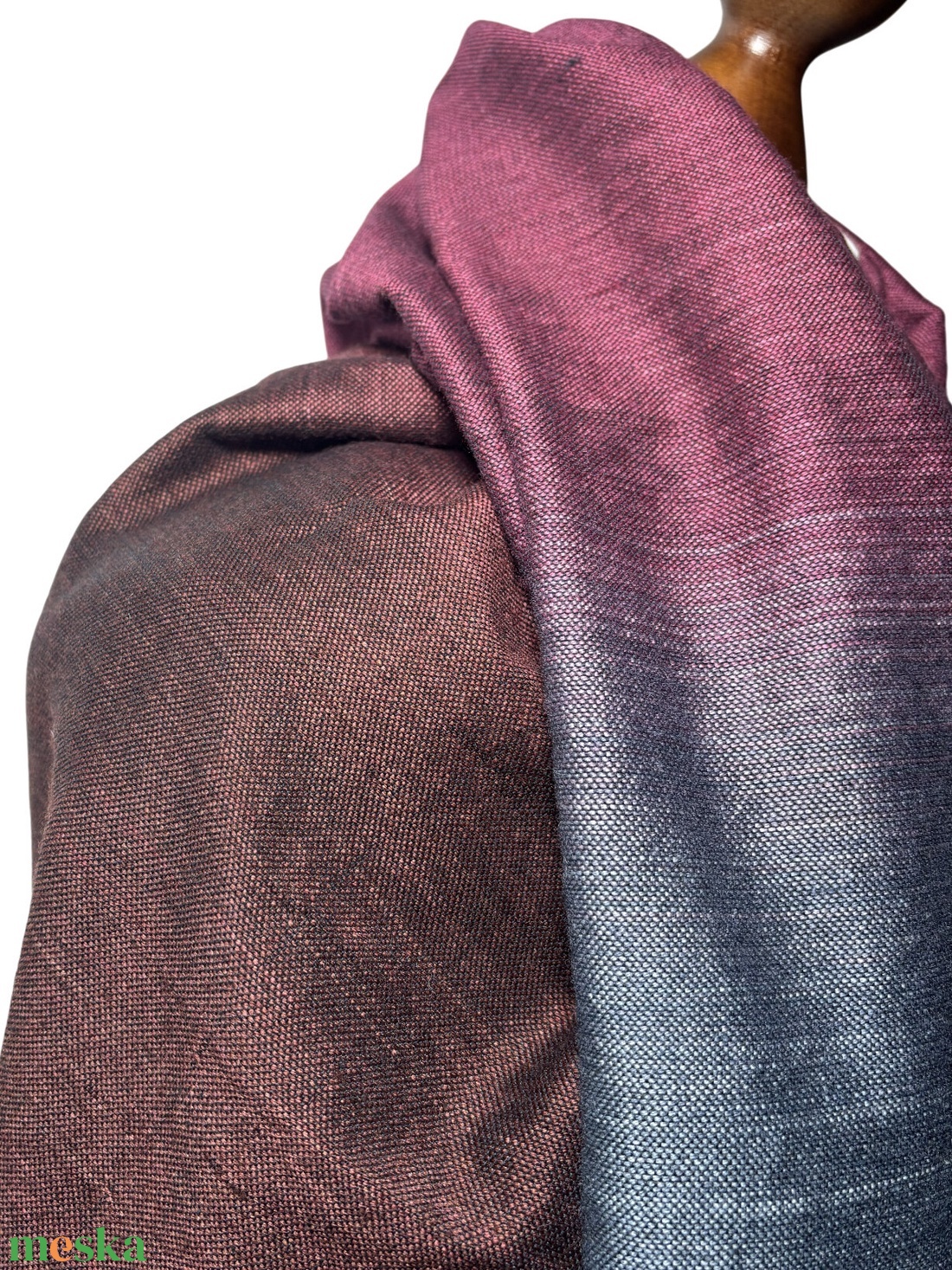 Kézzel szőtt Ezüst Bordó Barna Merinó Kendő - ruha & divat - sál, sapka, kendő - kendő - Meska.hu