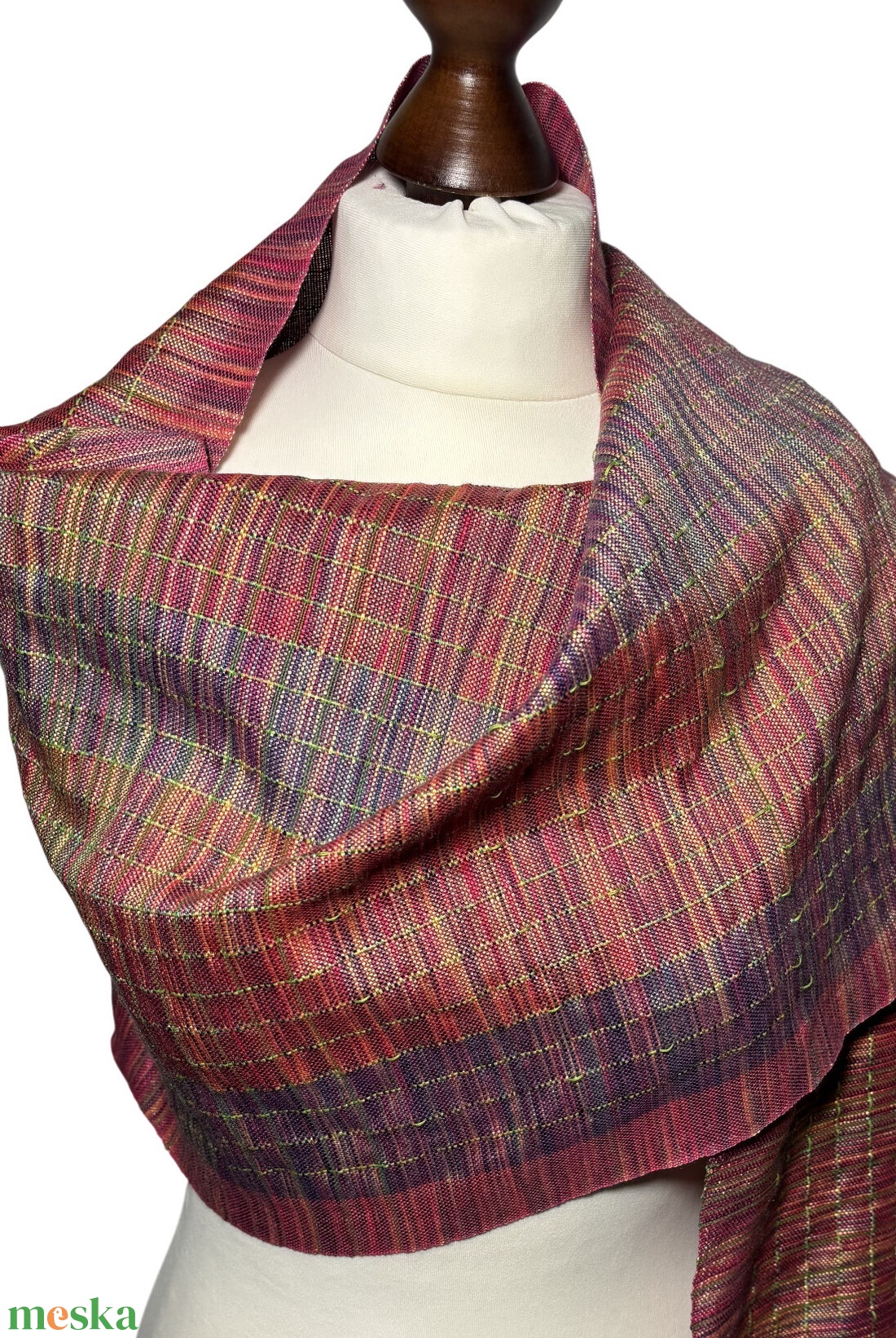 Kézzel szőtt Őszibarack Selyem Kendő - ruha & divat - sál, sapka, kendő - kendő - Meska.hu