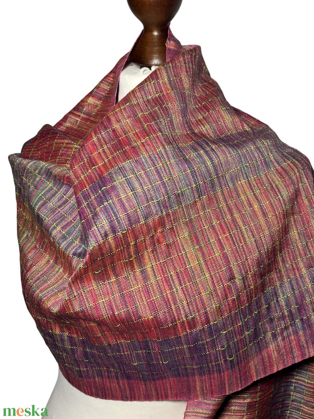 Kézzel szőtt Őszibarack Selyem Kendő - ruha & divat - sál, sapka, kendő - kendő - Meska.hu