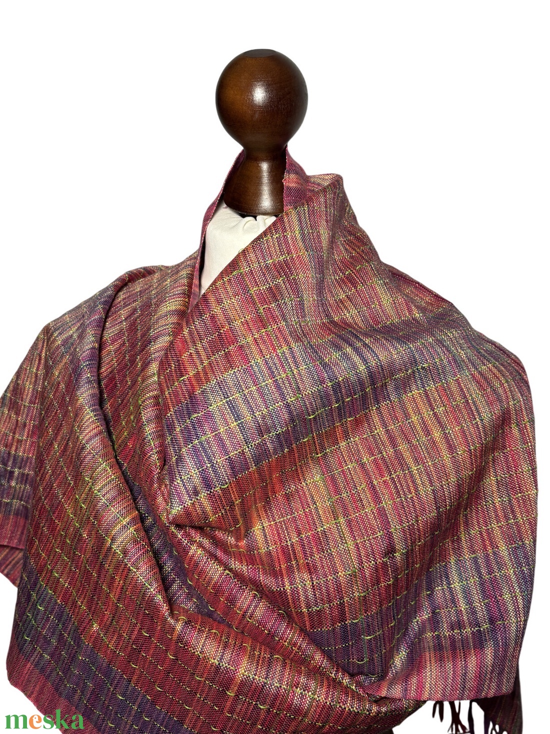 Kézzel szőtt Őszibarack Selyem Kendő - ruha & divat - sál, sapka, kendő - kendő - Meska.hu