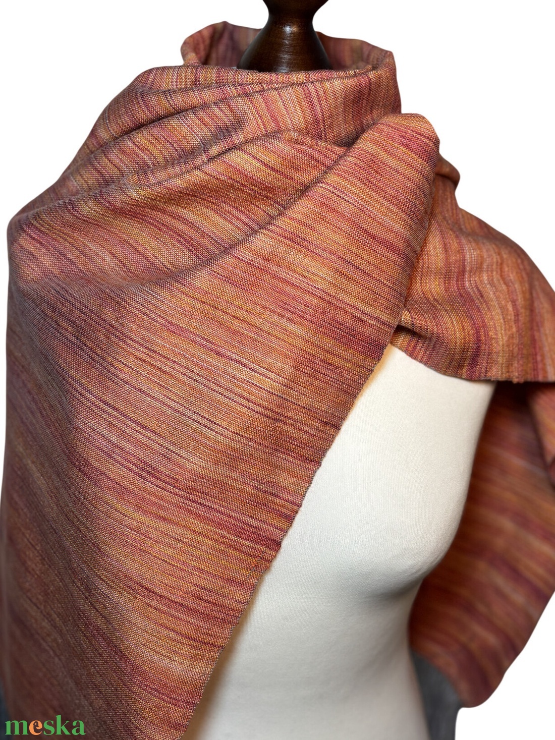 Kézzel szőtt elegáns Narancs Merinó - Selyem Kendő - ruha & divat - sál, sapka, kendő - kendő - Meska.hu