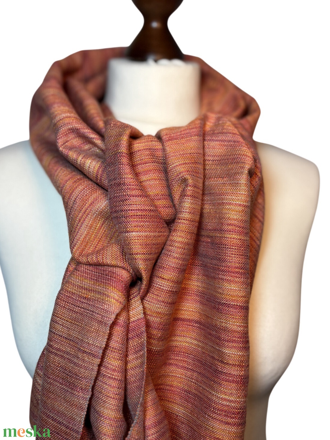 Kézzel szőtt elegáns Narancs Merinó - Selyem Kendő - ruha & divat - sál, sapka, kendő - kendő - Meska.hu