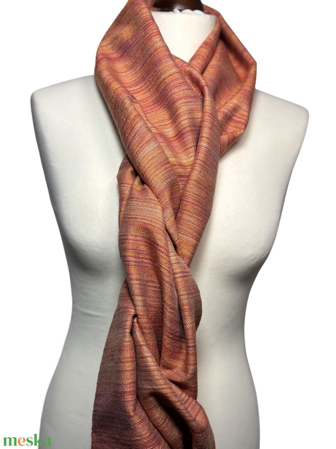 Kézzel szőtt elegáns Narancs Merinó - Selyem Kendő - ruha & divat - sál, sapka, kendő - kendő - Meska.hu