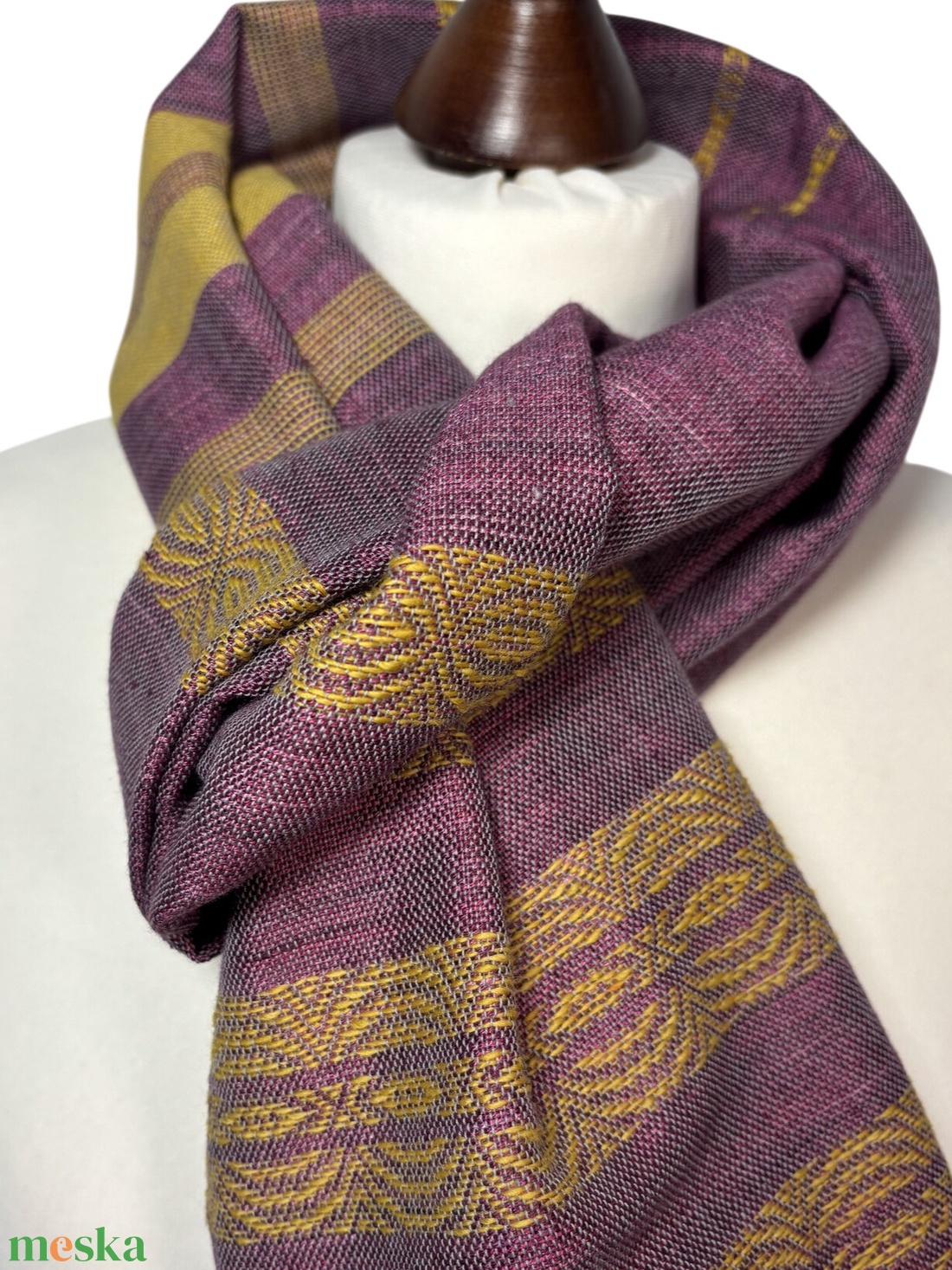 Kézzel szőtt Lila - Sárga Selyem Merino kendő, Elegáns női kiegészítő - ruha & divat - sál, sapka, kendő - kendő - Meska.hu