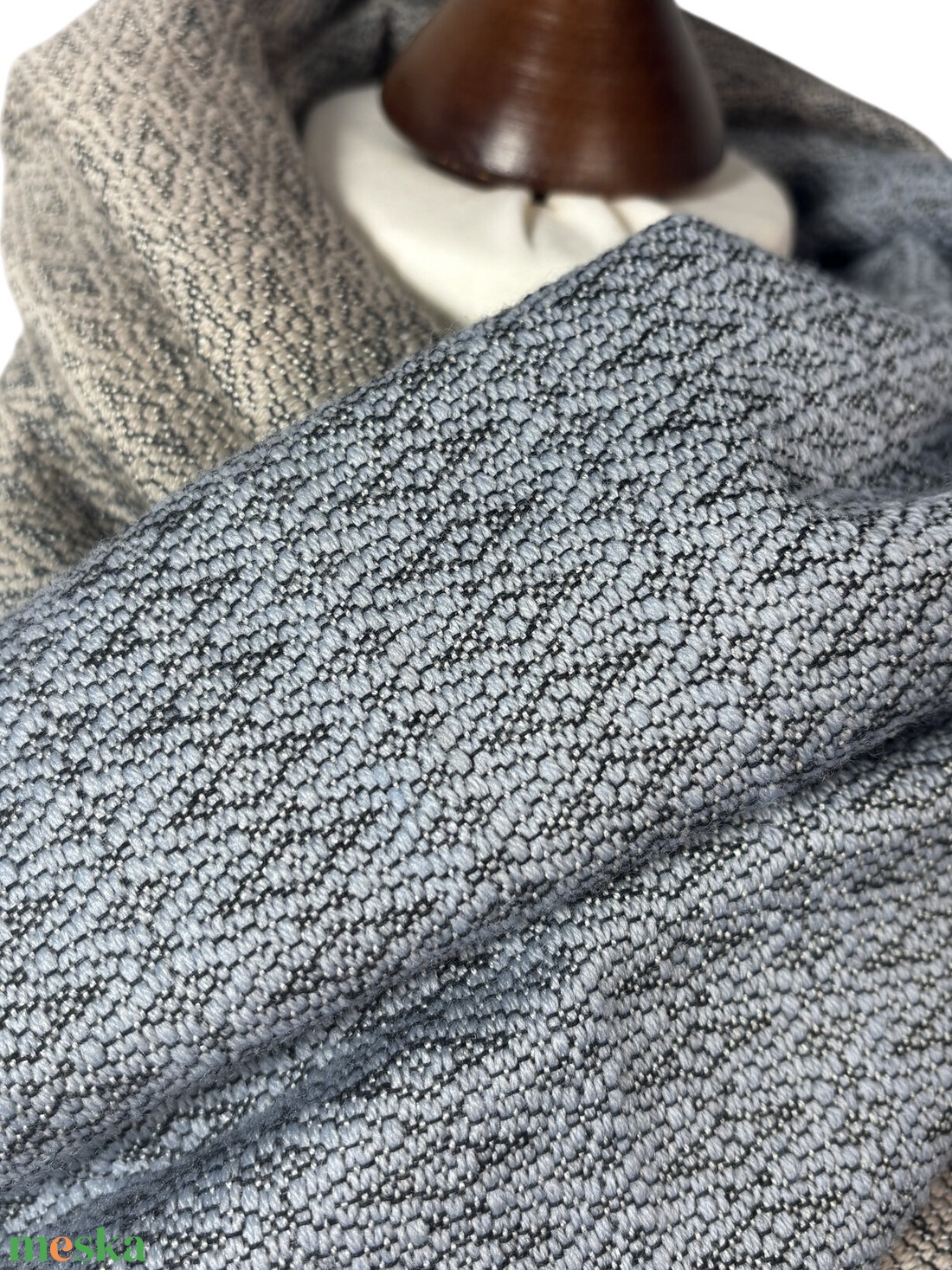 Kézzel szőtt elegáns Kék Szürke színátmenetes Merino Kendő - ruha & divat - sál, sapka, kendő - kendő - Meska.hu