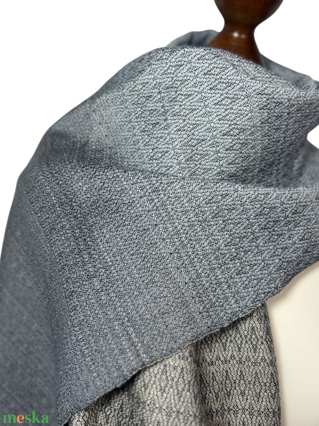 Kézzel szőtt elegáns Kék Szürke színátmenetes Merino Kendő - ruha & divat - sál, sapka, kendő - kendő - Meska.hu