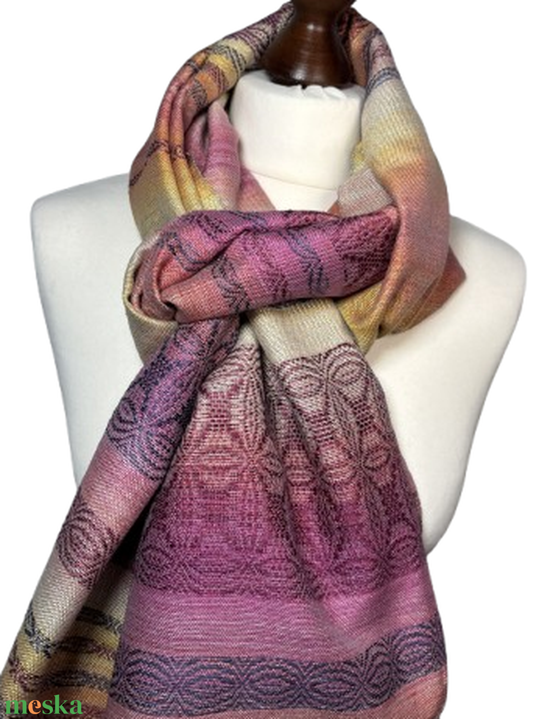 Kézzel szőtt Naplemente Selyemkendő, Elegáns női kiegészítő - ruha & divat - sál, sapka, kendő - kendő - Meska.hu