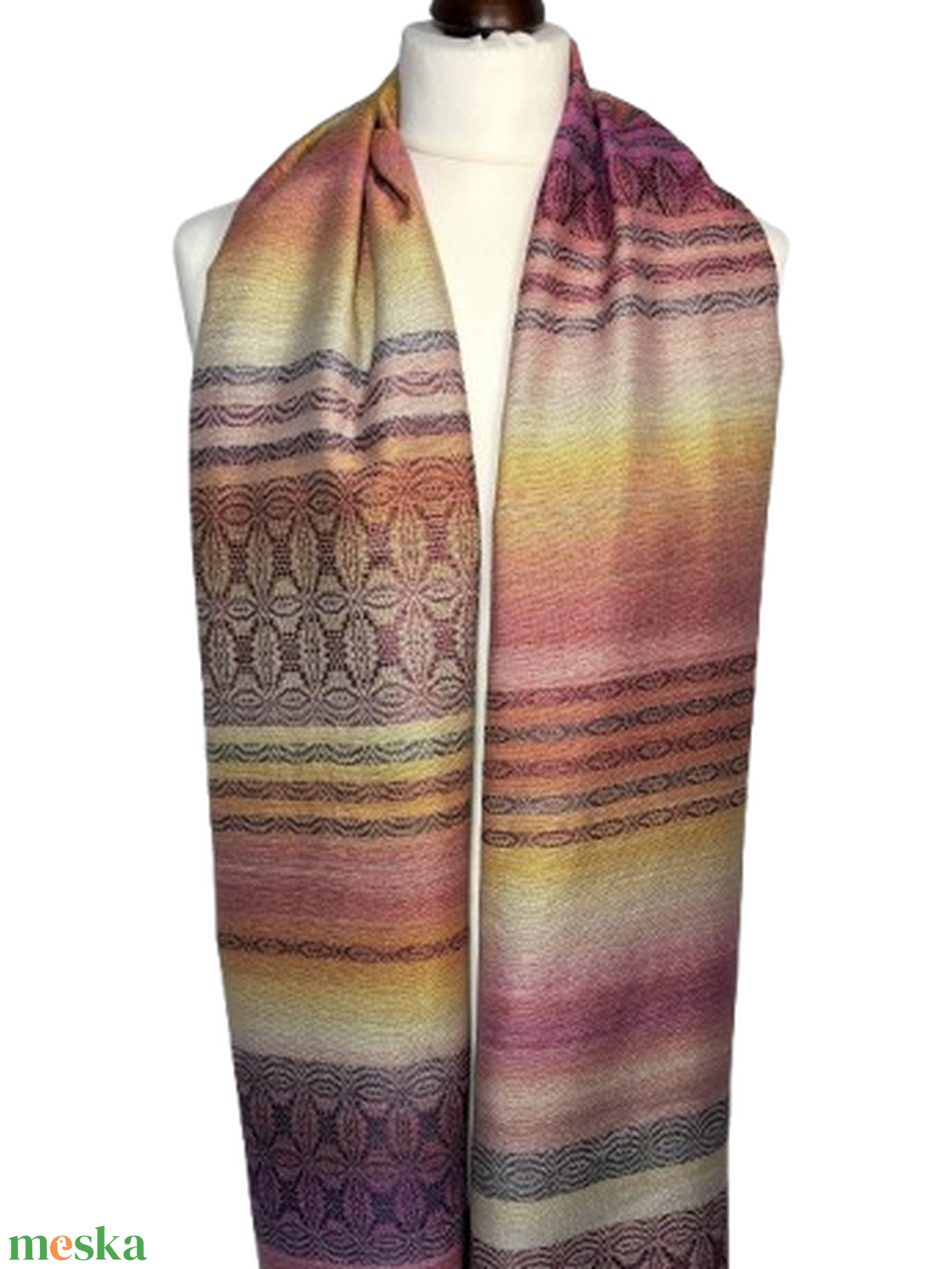 Kézzel szőtt Naplemente Selyemkendő, Elegáns női kiegészítő - ruha & divat - sál, sapka, kendő - kendő - Meska.hu