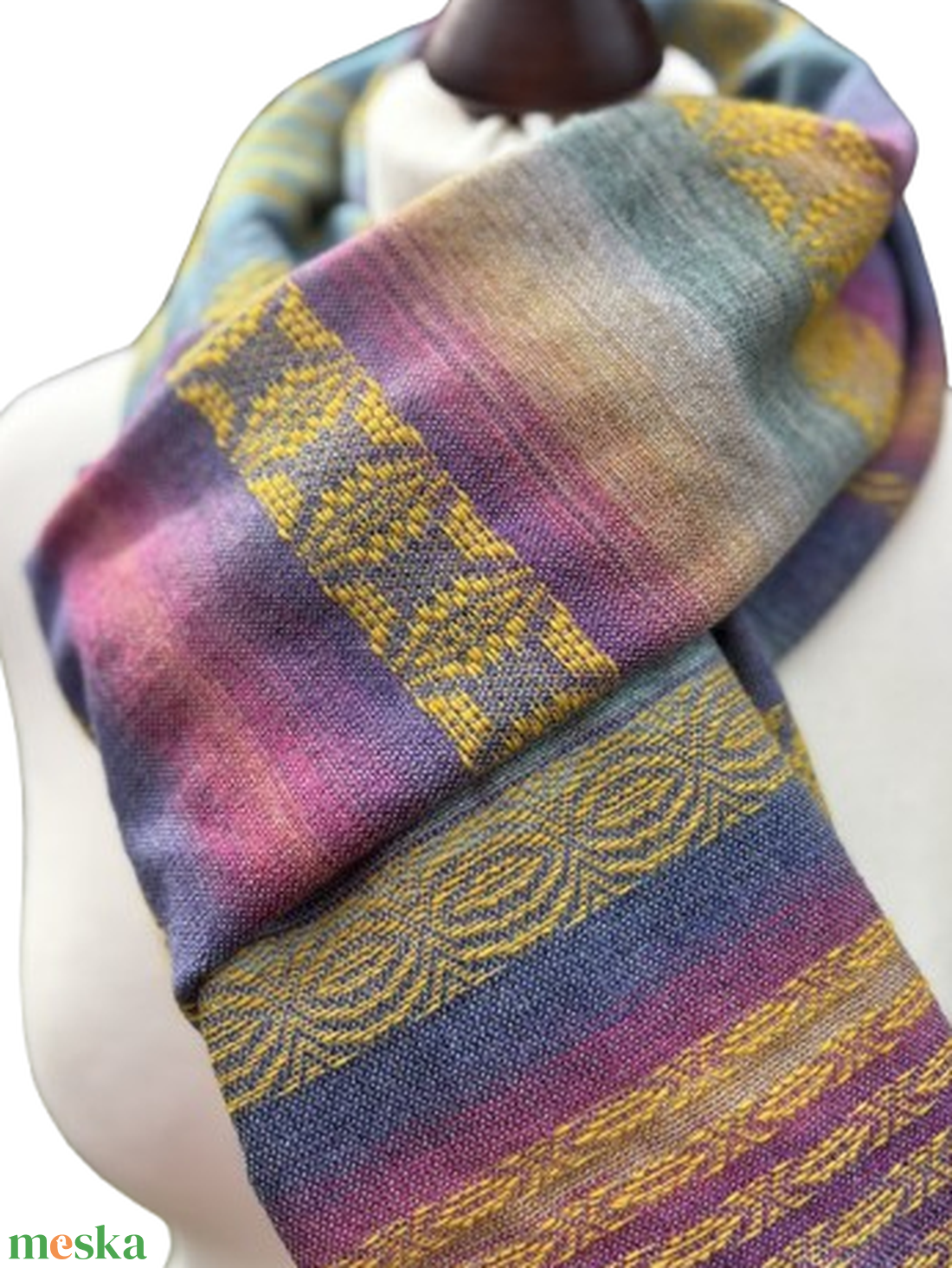 Kézzel szőtt Szívárvány Selyem-, Merinókendő, Elegáns női kiegészítő - ruha & divat - sál, sapka, kendő - kendő - Meska.hu