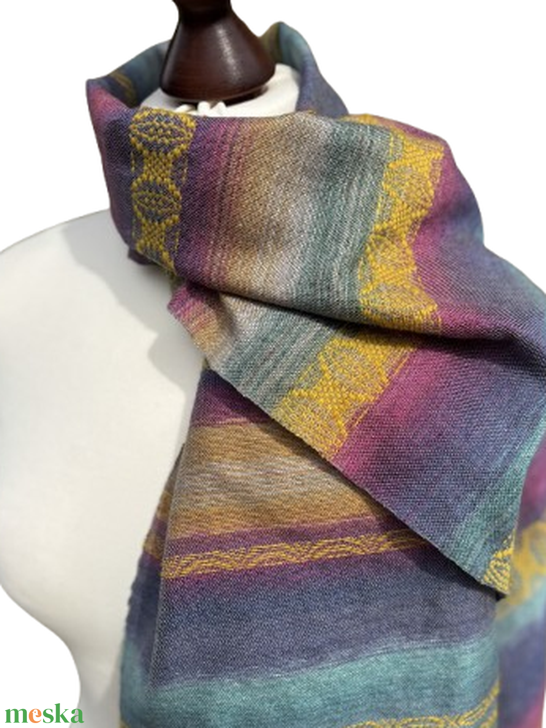 Kézzel szőtt Szívárvány Selyem-, Merinókendő, Elegáns női kiegészítő - ruha & divat - sál, sapka, kendő - kendő - Meska.hu