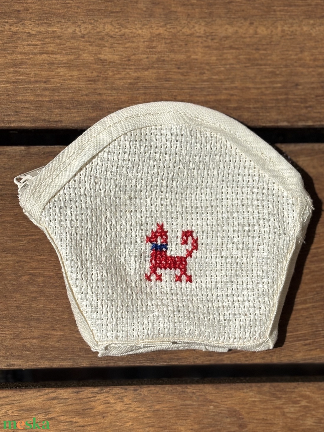 Kézzel hímzett népi palóc pénztárca, mini tartó, aprótartó, kutyás minta - táska & tok - pénztárca & más tok - aprópénztartó - Meska.hu