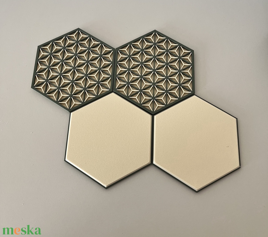Hexagon Kumiko poháralátét szett � 4 db + tartó - otthon & életmód - tárolás & rendszerezés - asztali telefontartó - Meska.hu
