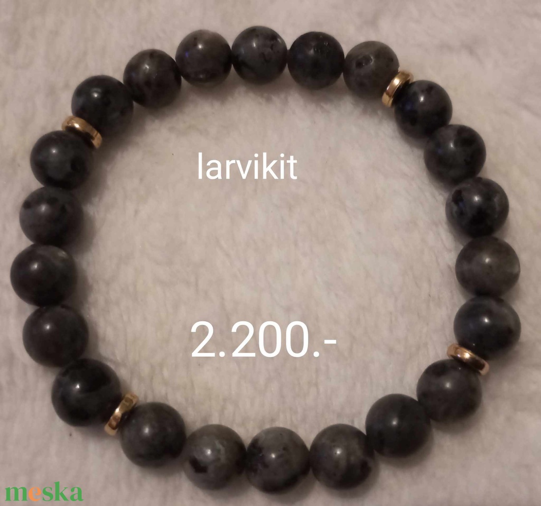 Ásványból készült karkötő - Larvikit ásványokkal - ékszer - karkötő - gyöngyös karkötő - Meska.hu