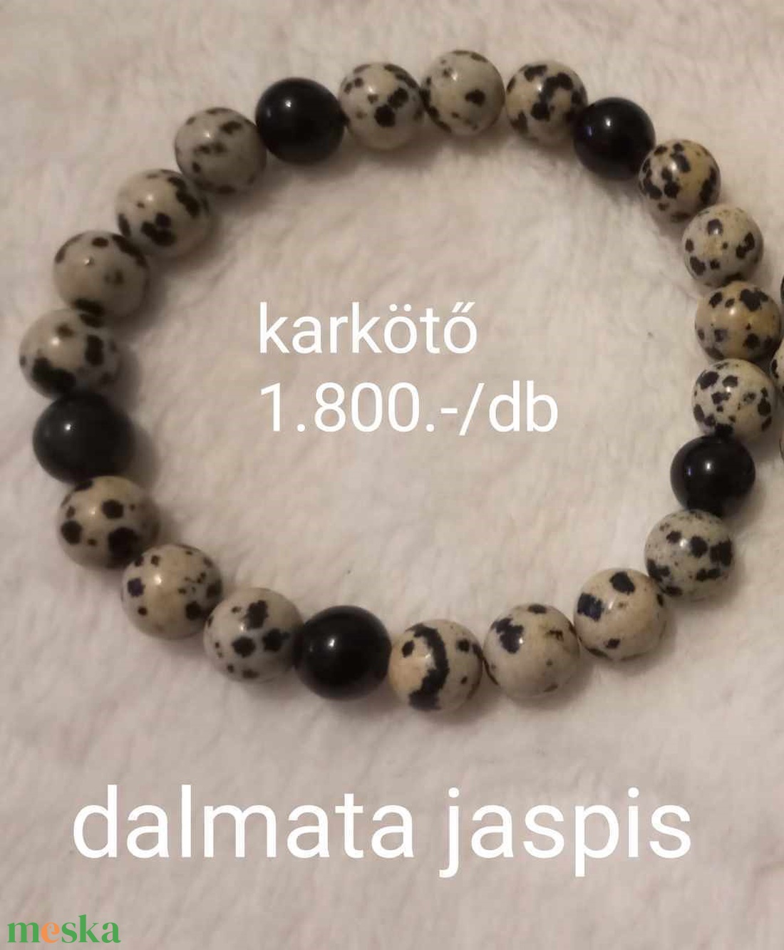 Ásványból készült karkötő - Dalmata jáspis ásványokkal - ékszer - karkötő - gyöngyös karkötő - Meska.hu