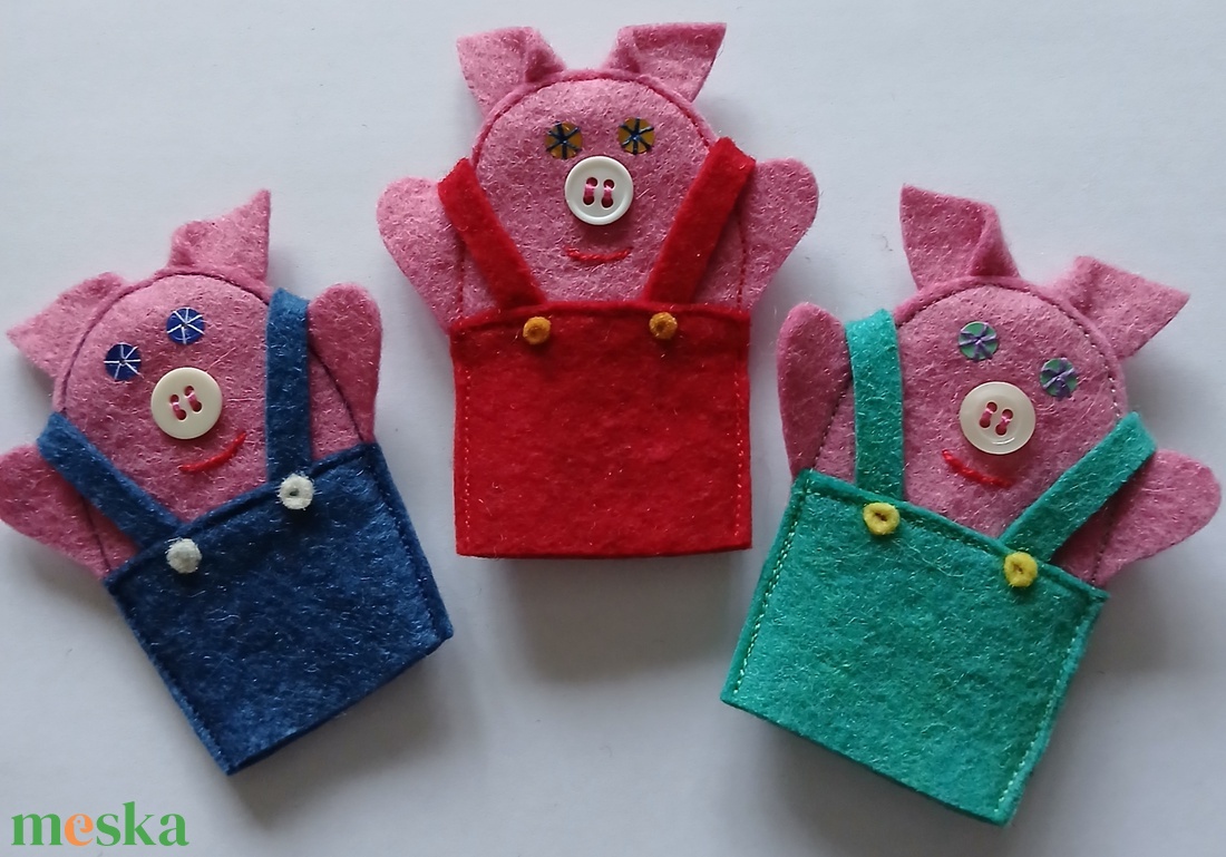 ujjbábok:  A három kismalac és a farkas - játék & sport - bábok - ujjbáb - Meska.hu