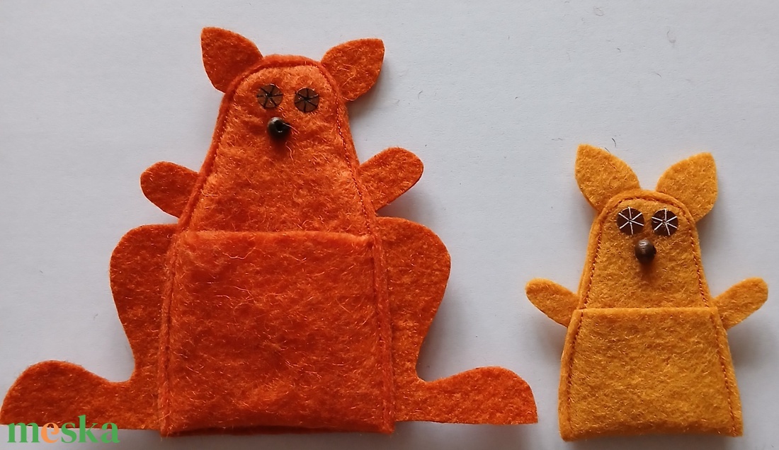 ujjbáb kenguru mama kicsinyével - játék & sport - bábok - ujjbáb - Meska.hu